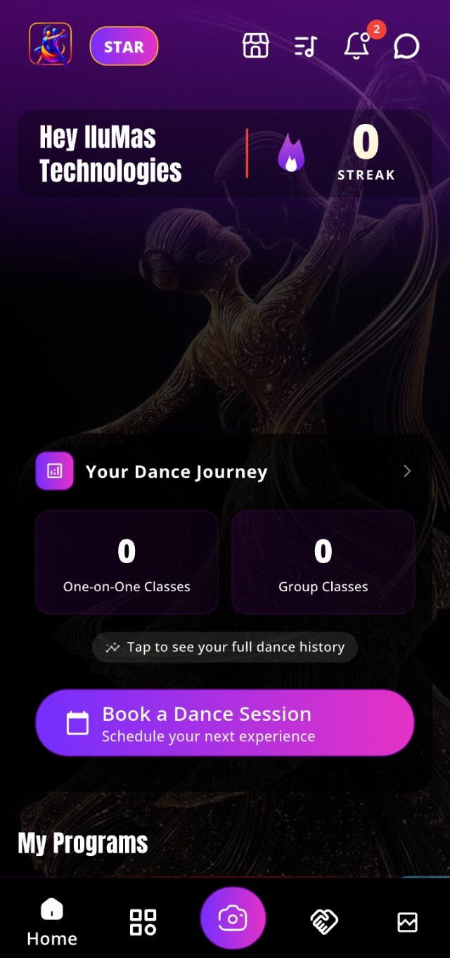 Trillion Dancers app home screen